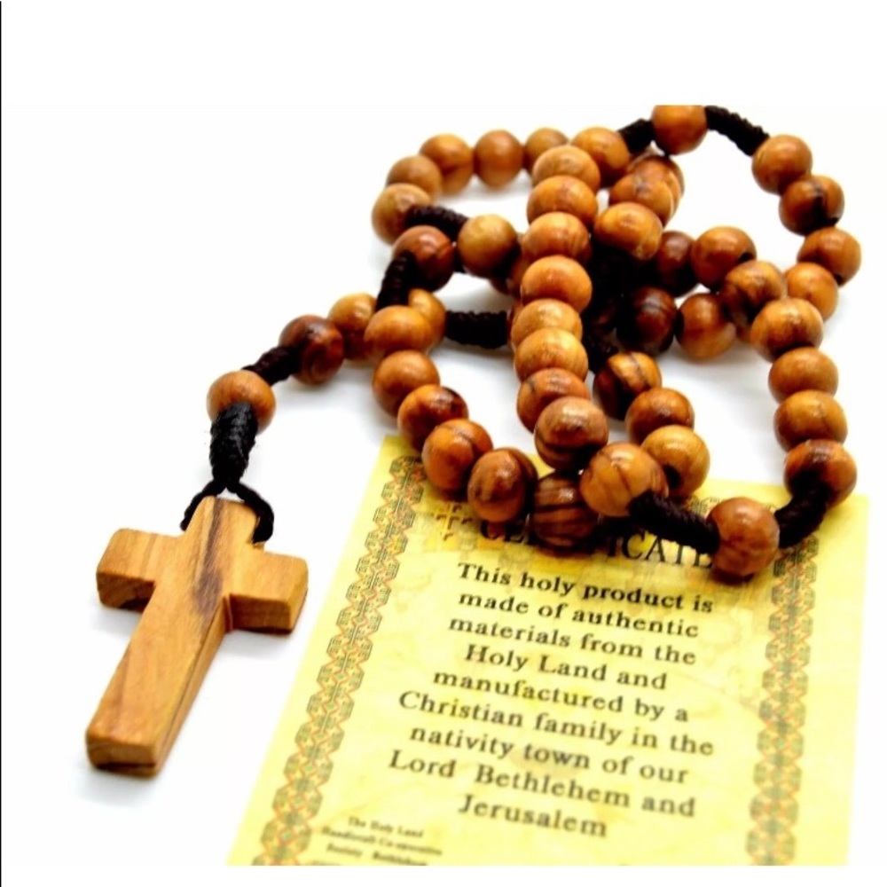 olive wood round string rosary